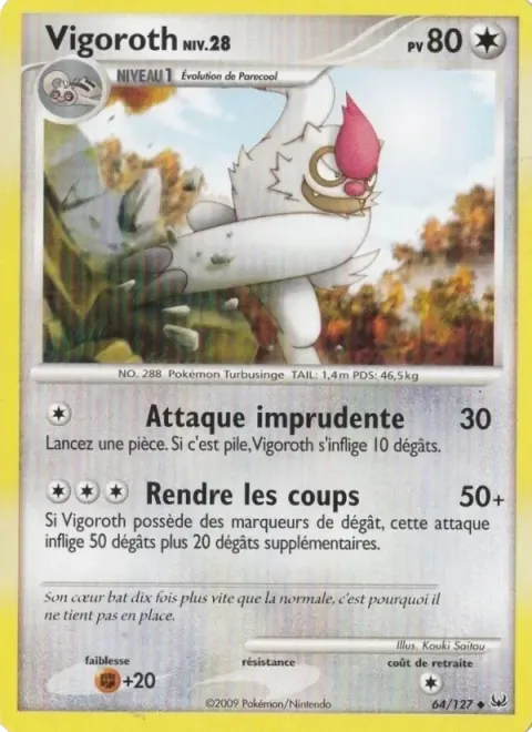 Carte Pokémon Vigoroth 064/127, extension Platine