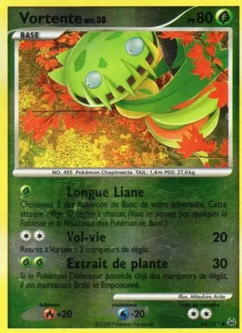 Carte Pokémon Vortente 043/127, extension Platine