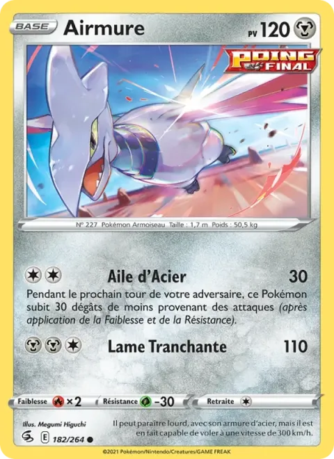 Carte Pokémon Airmure 182/264, extension Poing de Fusion