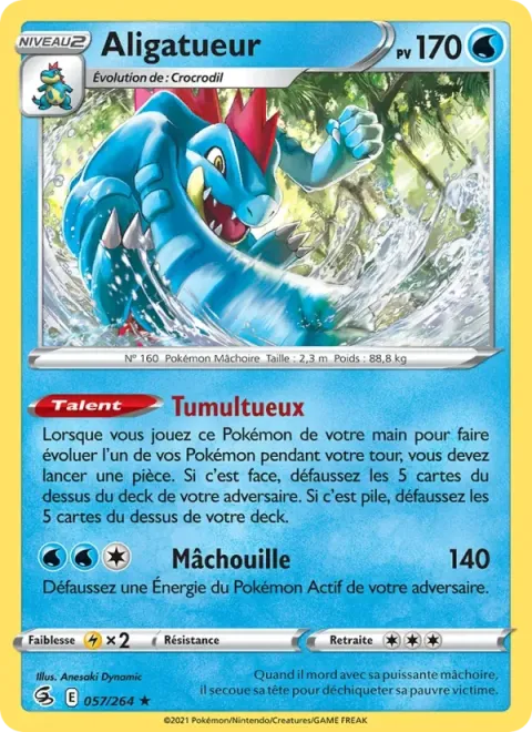 Carte Pokémon Aligatueur 057/264, extension Poing de Fusion
