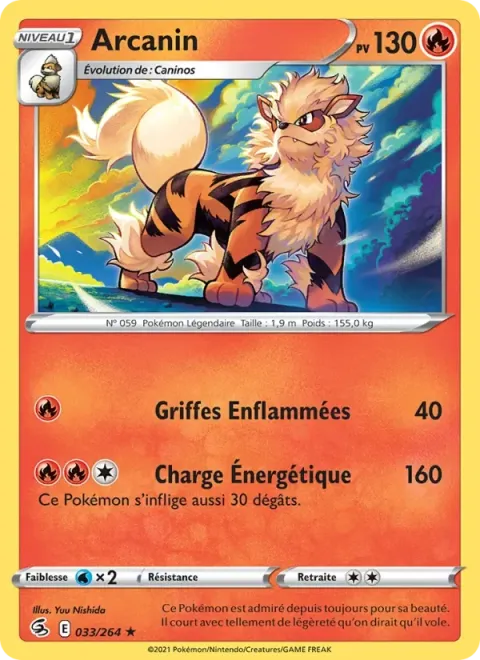 Carte Pokémon Arcanin 033/264, extension Poing de Fusion
