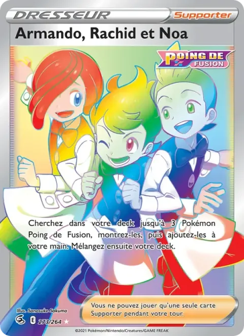 Carte Pokémon Armando, Rachid et Noa 273/264, extension Poing de Fusion