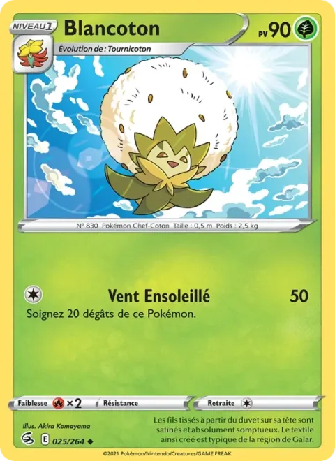 Carte Pokémon Blancoton 025/264, extension Poing de Fusion