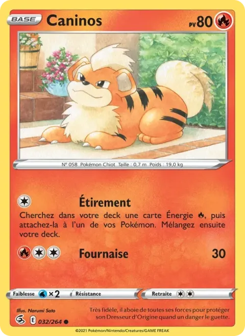 Carte Pokémon Caninos 032/264, extension Poing de Fusion
