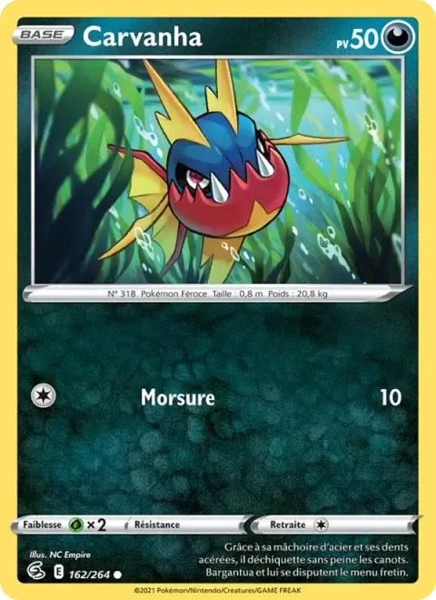 Carte Pokémon Carvanha 162/264, extension Poing de Fusion