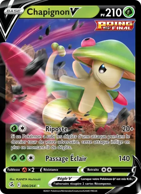 Carte Pokémon Chapignon V 006/264, extension Poing de Fusion