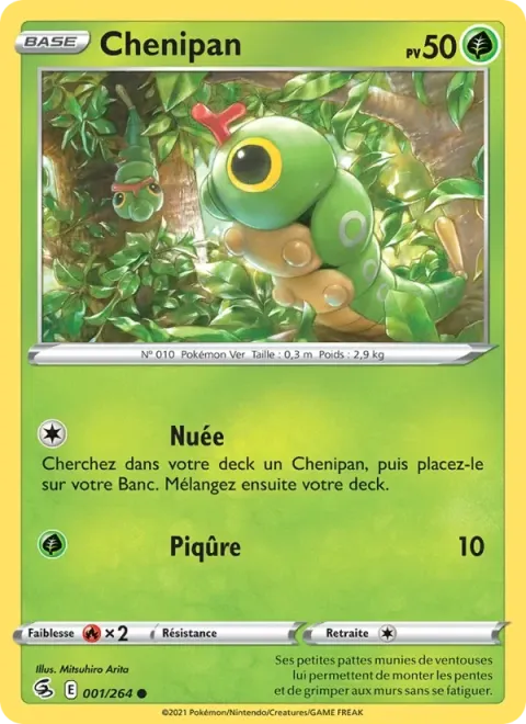 Carte Pokémon Chenipan 001/264, extension Poing de Fusion