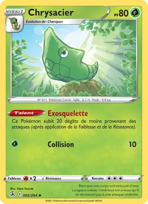 Carte Pokémon Chrysacier 002/264, extension Poing de Fusion