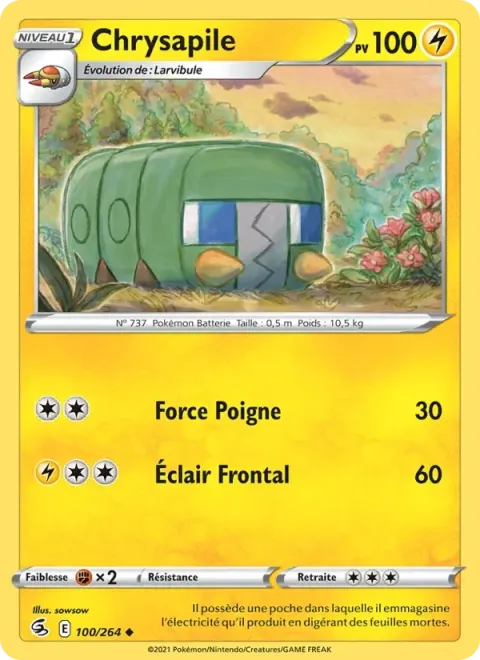 Carte Pokémon Chrysapile 100/264, extension Poing de Fusion