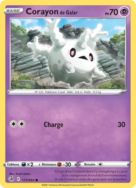 Carte Pokémon Corayon de Galar 117/264, extension Poing de Fusion