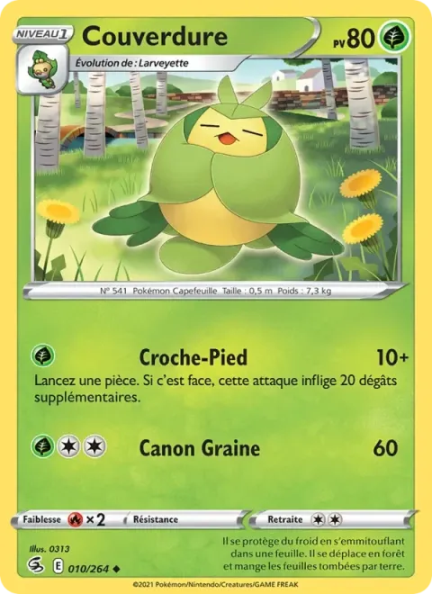 Carte Pokémon Couverdure 010/264, extension Poing de Fusion