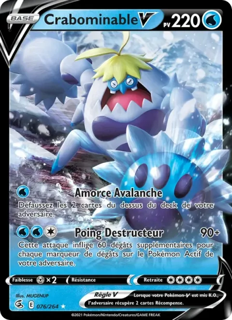 Carte Pokémon Crabominable V 076/264, extension Poing de Fusion