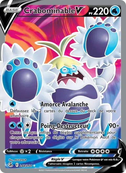 Carte Pokémon Crabominable V 248/264, extension Poing de Fusion