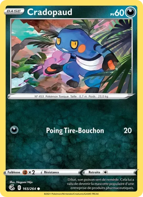 Carte Pokémon Cradopaud 165/264, extension Poing de Fusion