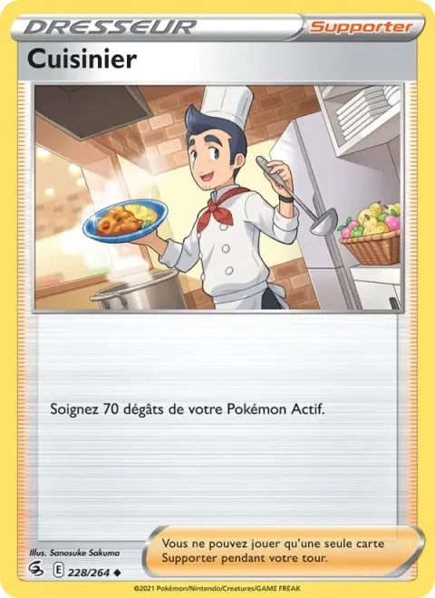 Carte Pokémon Cuisinier 228/264, extension Poing de Fusion