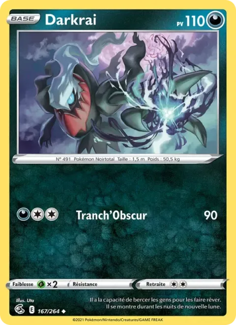 Carte Pokémon Darkrai 167/264, extension Poing de Fusion