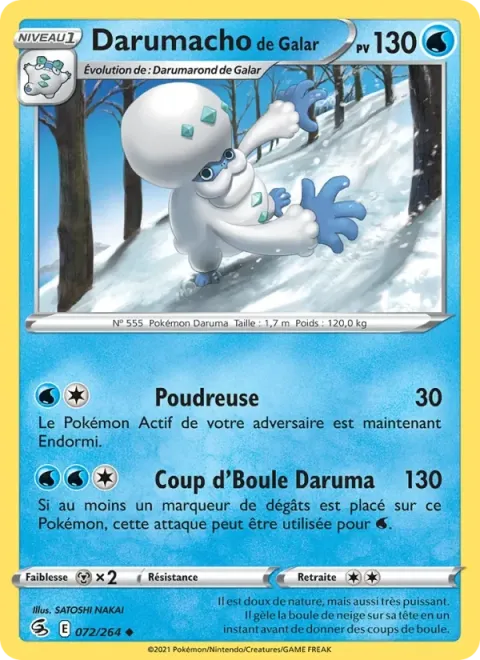 Carte Pokémon Darumacho de Galar 072/264, extension Poing de Fusion