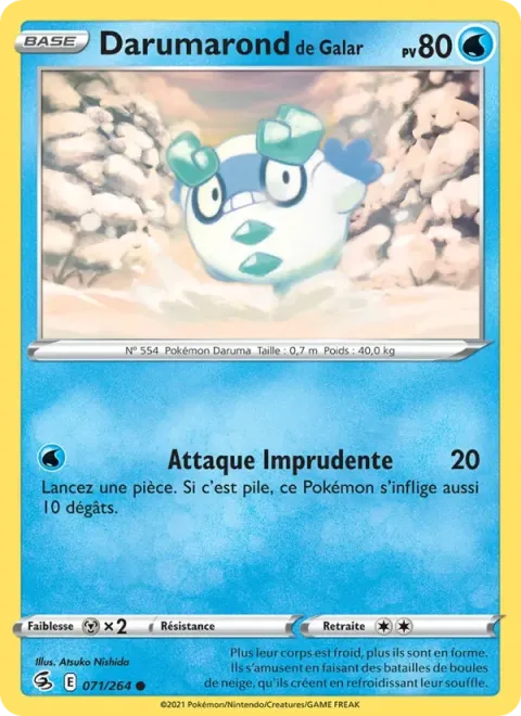 Carte Pokémon Darumarond de Galar 071/264, extension Poing de Fusion