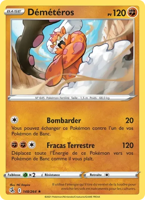 Carte Pokémon Démétéros 148/264, extension Poing de Fusion