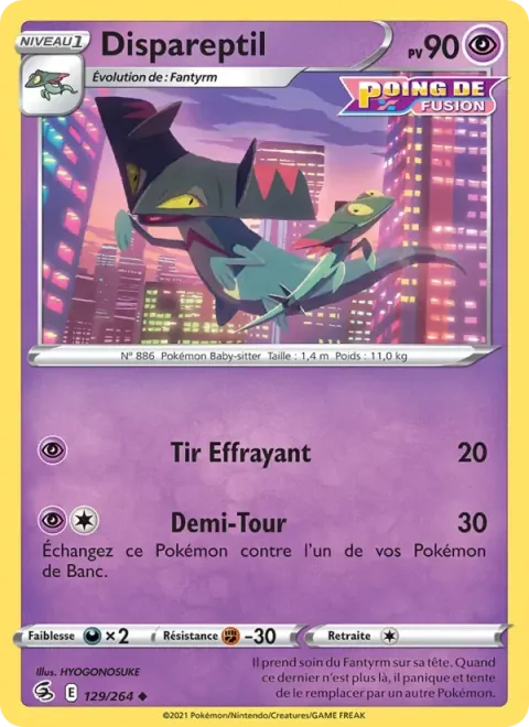 Carte Pokémon Dispareptil 129/264, extension Poing de Fusion