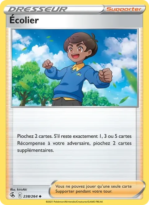Carte Pokémon Écolier 238/264, extension Poing de Fusion