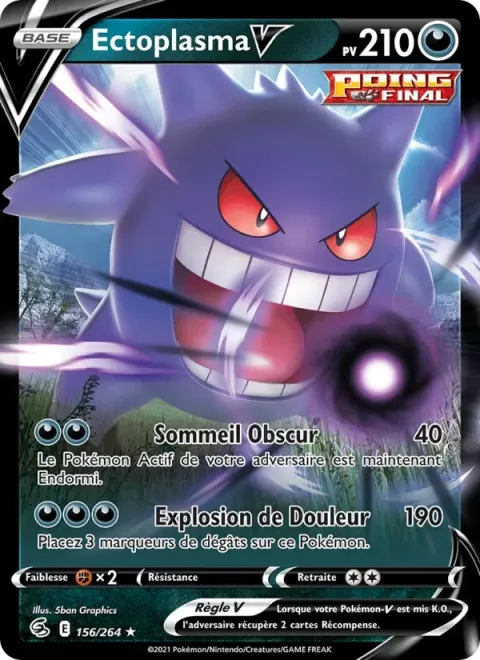 Carte Pokémon Ectoplasma V 156/264, extension Poing de Fusion