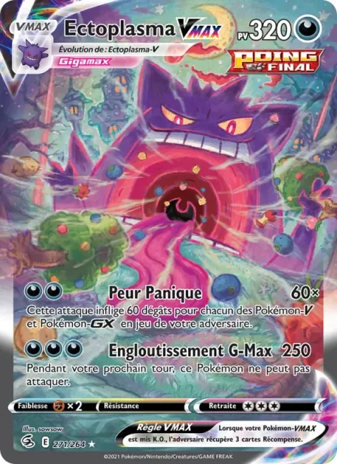 Carte Pokémon Ectoplasma VMAX 271/264, extension Poing de Fusion