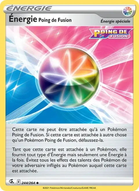 Carte Pokémon Énergie Poing de Fusion 244/264, extension Poing de Fusion