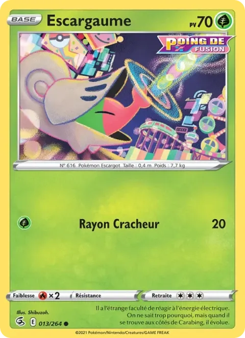 Carte Pokémon Escargaume 013/264, extension Poing de Fusion