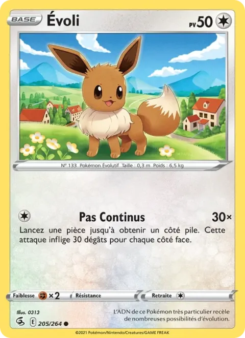 Carte Pokémon Évoli 205/264, extension Poing de Fusion