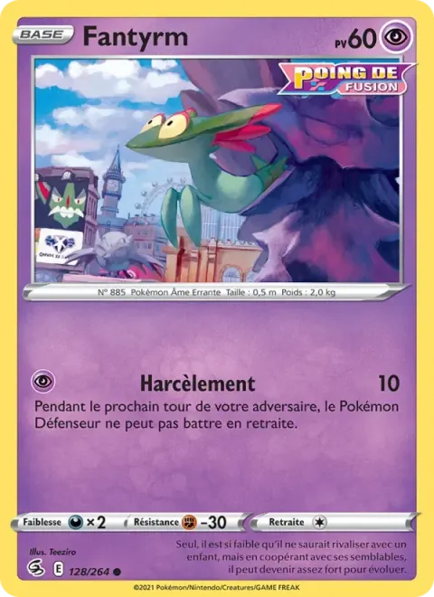 Carte Pokémon Fantyrm 128/264, extension Poing de Fusion