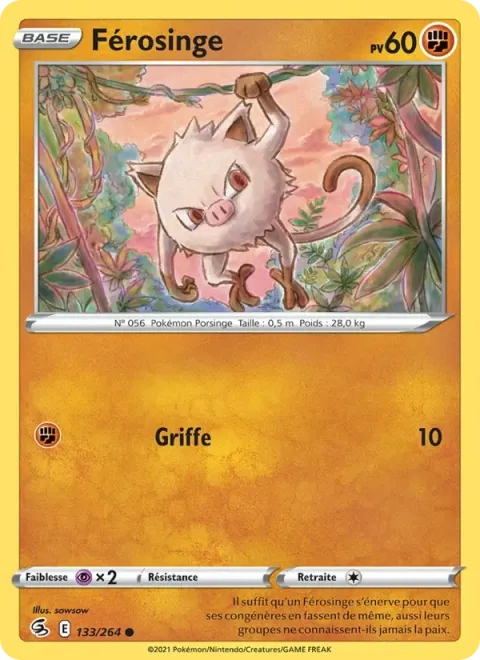 Carte Pokémon Férosinge 133/264, extension Poing de Fusion