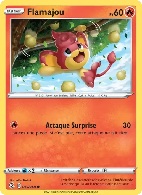Carte Pokémon Flamajou 037/264, extension Poing de Fusion