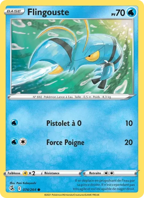 Carte Pokémon Flingouste 074/264, extension Poing de Fusion