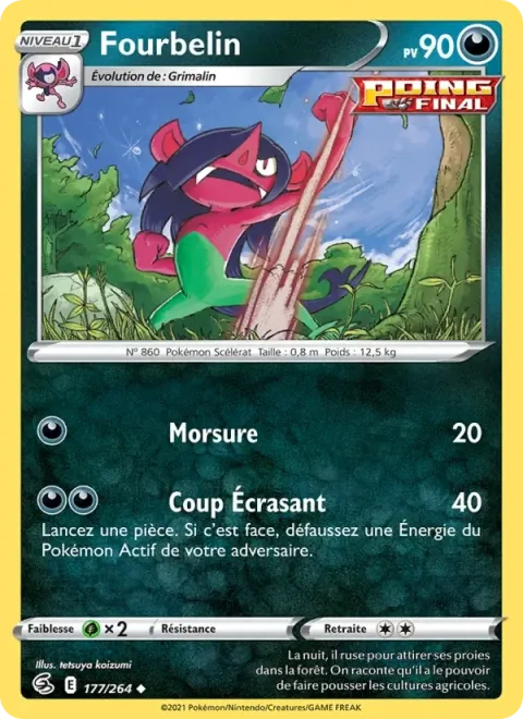Carte Pokémon Fourbelin 177/264, extension Poing de Fusion