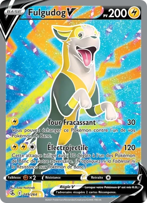 Carte Pokémon Fulgudog V 249/264, extension Poing de Fusion