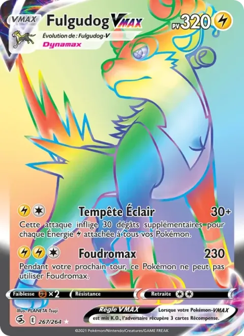 Carte Pokémon Fulgudog VMAX 267/264, extension Poing de Fusion