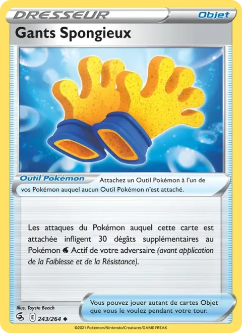 Carte Pokémon Gants Spongieux 243/264, extension Poing de Fusion