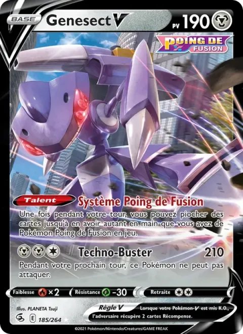 Carte Pokémon Genesect V 185/264, extension Poing de Fusion