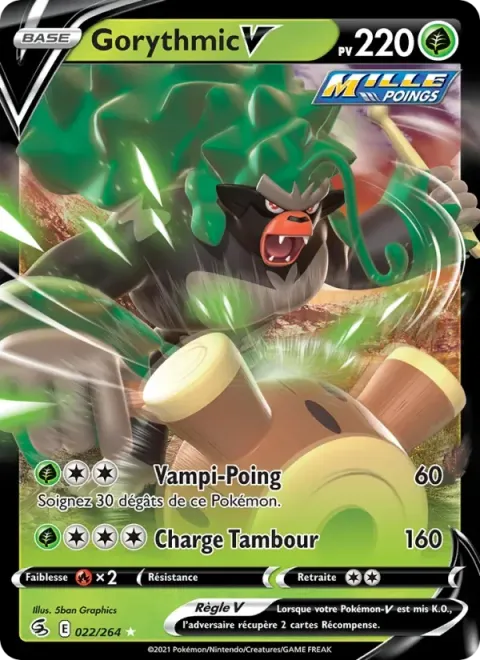Carte Pokémon Gorythmic V 022/264, extension Poing de Fusion