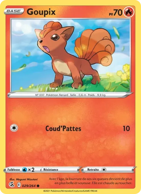 Carte Pokémon Goupix 029/264, extension Poing de Fusion