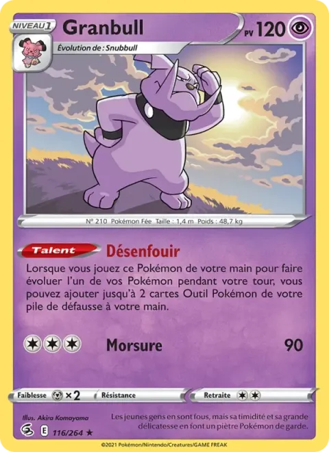Carte Pokémon Granbull 116/264, extension Poing de Fusion