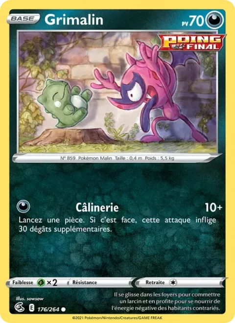 Carte Pokémon Grimalin 176/264, extension Poing de Fusion