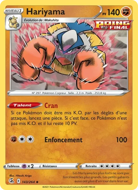 Carte Pokémon Hariyama 143/264, extension Poing de Fusion