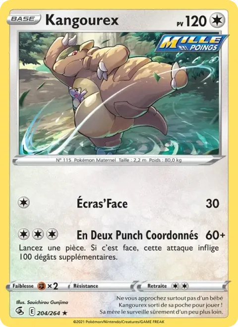 Carte Pokémon Kangourex 204/264, extension Poing de Fusion