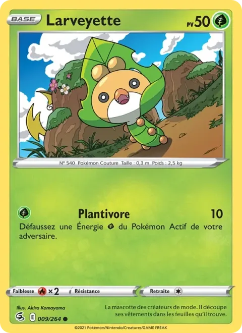 Carte Pokémon Larveyette 009/264, extension Poing de Fusion