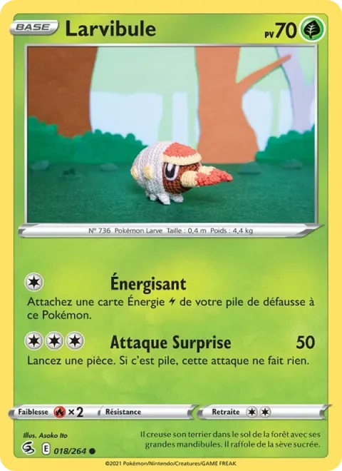 Carte Pokémon Larvibule 018/264, extension Poing de Fusion