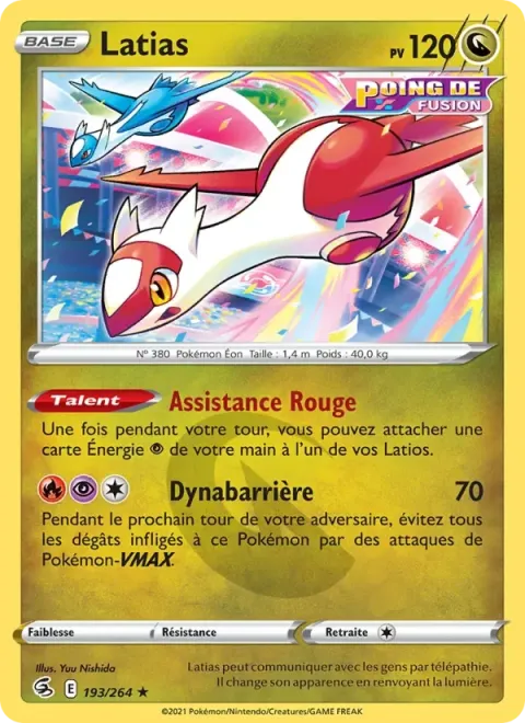 Carte Pokémon Latias 193/264, extension Poing de Fusion