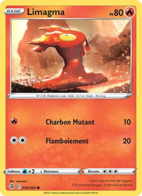 Carte Pokémon Limagma 034/264, extension Poing de Fusion