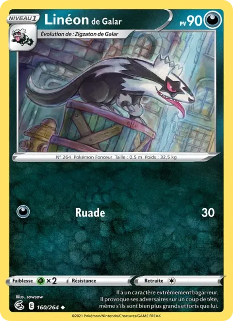 Carte Pokémon Linéon de Galar 160/264, extension Poing de Fusion